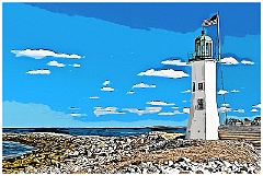 Unique Shape of Scituate Light Tower- Digital Painting